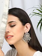 PINK SILVER TONE HANDCRAFTED STUD EARRING