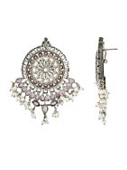 PINK SILVER TONE HANDCRAFTED STUD EARRING