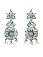 SILVER TONE HANDCRAFTED BRASS NECKLCAE WITH EARRINGS ( SET OF 2)