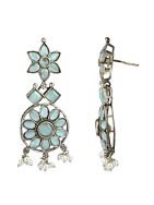 SILVER TONE HANDCRAFTED BRASS NECKLCAE WITH EARRINGS ( SET OF 2)