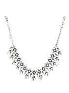 SILVER TONE HANDCRAFTED BRASS NECKLCAE WITH EARRINGS ( SET OF 2)
