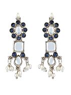 SILVER TONE HANDCRAFTED BRASS NECKLCAE WITH EARRINGS ( SET OF 2)