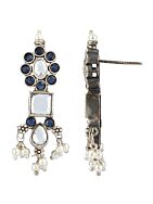 SILVER TONE HANDCRAFTED BRASS NECKLCAE WITH EARRINGS ( SET OF 2)