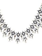 SILVER TONE HANDCRAFTED BRASS NECKLCAE WITH EARRINGS ( SET OF 2)