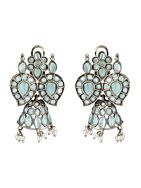 SILVER TONE HANDCRAFTED BRASS NECKLCAE WITH EARRINGS ( SET OF 2)