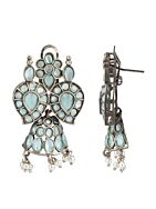 SILVER TONE HANDCRAFTED BRASS NECKLCAE WITH EARRINGS ( SET OF 2)