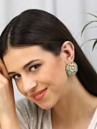 BLUE MATTE GOLD HANDCRAFTED BRASS ENAMEL EARRINGS