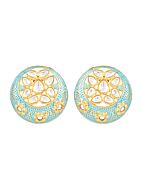 BLUE MATTE GOLD HANDCRAFTED BRASS ENAMEL EARRINGS