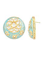 BLUE MATTE GOLD HANDCRAFTED BRASS ENAMEL EARRINGS