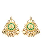 GREEN MATTE GOLD HANDCRAFTED BRASS ENAMEL EARRINGS