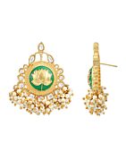 GREEN MATTE GOLD HANDCRAFTED BRASS ENAMEL EARRINGS