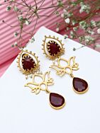 RED MATTE GOLD HANDCRAFTED BRASS LOTUS EARRINGS