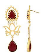 RED MATTE GOLD HANDCRAFTED BRASS LOTUS EARRINGS