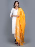 Yellow Handwoven Chanderi Slik Zari Dupatta