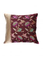 Brown Brocade  Banarasi Cushion Cover - size 16 x 16 inch 