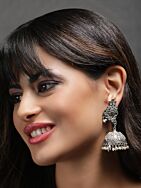Handcrafted Silver Tone Brass Stud Jhumka