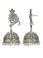 Handcrafted Silver Tone Brass Stud Jhumka