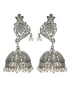 Handcrafted Silver Tone Brass Stud Jhumka