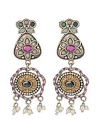 Handcrafted Dual Tone Brass Stud Earrings