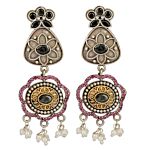 Handcrafted Dual Tone Brass Stud Earrings