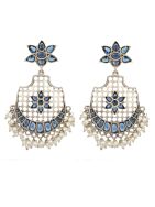 Blue Silver Tone Brass Earrings 