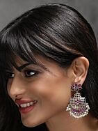 Red Silver Tone Brass  Earrings