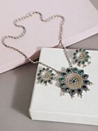 Dual Tone Handcrafted Brass Necklace With Earrings Set Of 2