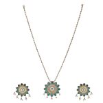 Dual Tone Handcrafted Brass Necklace With Earrings Set Of 2