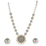 Dual Tone Handcrafted Brass Necklace With Earrings Set Of 2