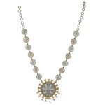 Dual Tone Handcrafted Brass Necklace With Earrings Set Of 2