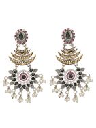 Dual Tone Handcrafted Brass Stud Earrings