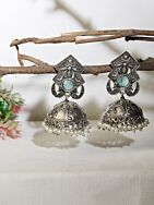 Silver Tone Handcrafted Brass Stud Earrings