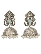 Silver Tone Handcrafted Brass Stud Earrings
