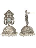 Silver Tone Handcrafted Brass Stud Earrings