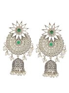 Silver Tone Handcrafted Brass Stud Jhumka