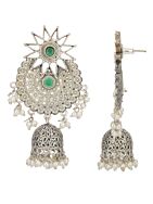 Silver Tone Handcrafted Brass Stud Jhumka