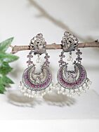 Silver Tone Handcrafted Brass Earrings