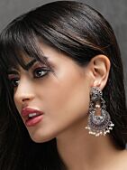 Silver Tone Handcrafted Brass Earrings