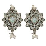 Gray Dual Tone Handcrafted Brass Necklace With Earrings Set Of 2