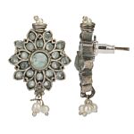 Gray Dual Tone Handcrafted Brass Necklace With Earrings Set Of 2