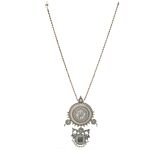 Gray Dual Tone Handcrafted Brass Necklace With Earrings Set Of 2