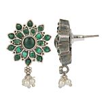 Green Dual Tone Handcrafted Brass Necklace With Earrings Set Of 2
