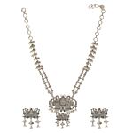 Multicolor Silver Tone Handcrafted Brass Necklace With Earrings Set Of 2