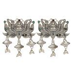 Multicolor Silver Tone Handcrafted Brass Necklace With Earrings Set Of 2