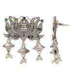 Multicolor Silver Tone Handcrafted Brass Necklace With Earrings Set Of 2