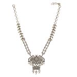 Multicolor Silver Tone Handcrafted Brass Necklace With Earrings Set Of 2