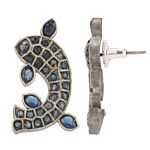 Blue Silver Tone Handcrafted Brass Necklace With Earrings Set Of 2