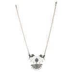 Blue Silver Tone Handcrafted Brass Necklace With Earrings Set Of 2