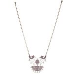 Red Silver Tone Handcrafted Brass Necklace With Earrings Set Of 2