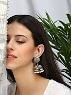 SILVER TONE HANDCRAFTED BRASS JHUMKA